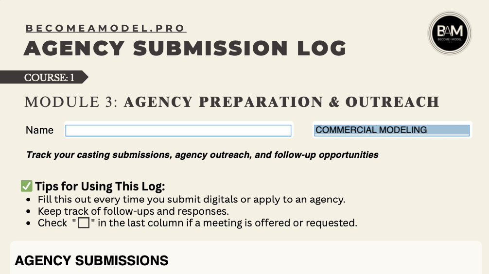 Agency submission log